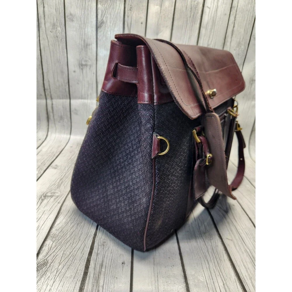 Hartmann Tweed Burgundy Leather Briefcase Attache Case Tote Overnight Bag Travel